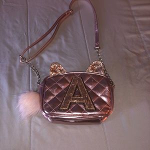 Rose gold shoulder bag , Letter A